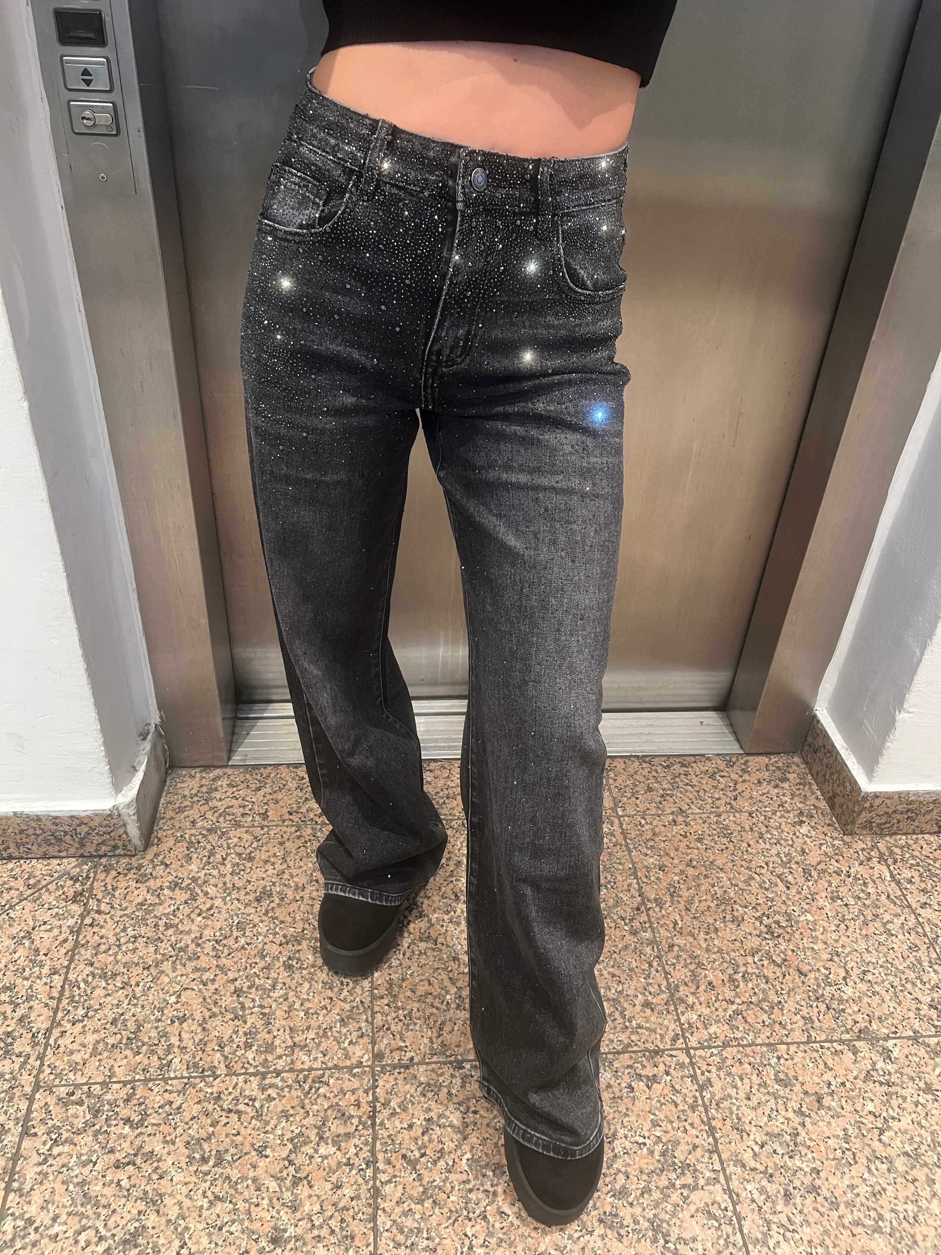 Baggy Style Danity Glitzer Jeans – Wide Leg – Strass Glitter – Sparkly Jeans