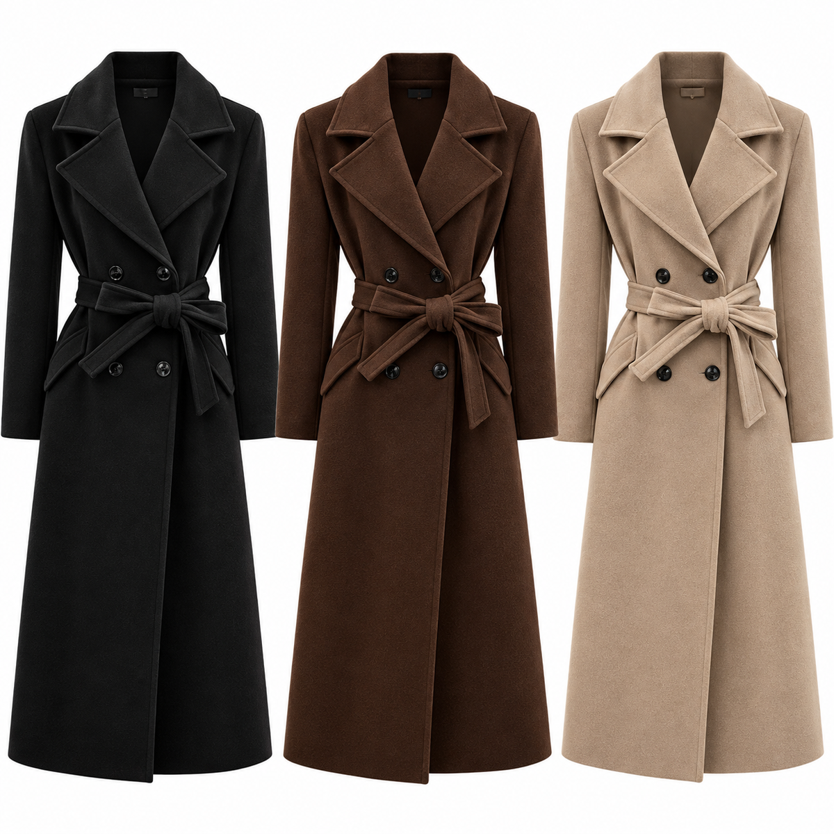 Eleganter Filz-Trenchcoat mit Bindegürtel – stilvoll & zeitlos