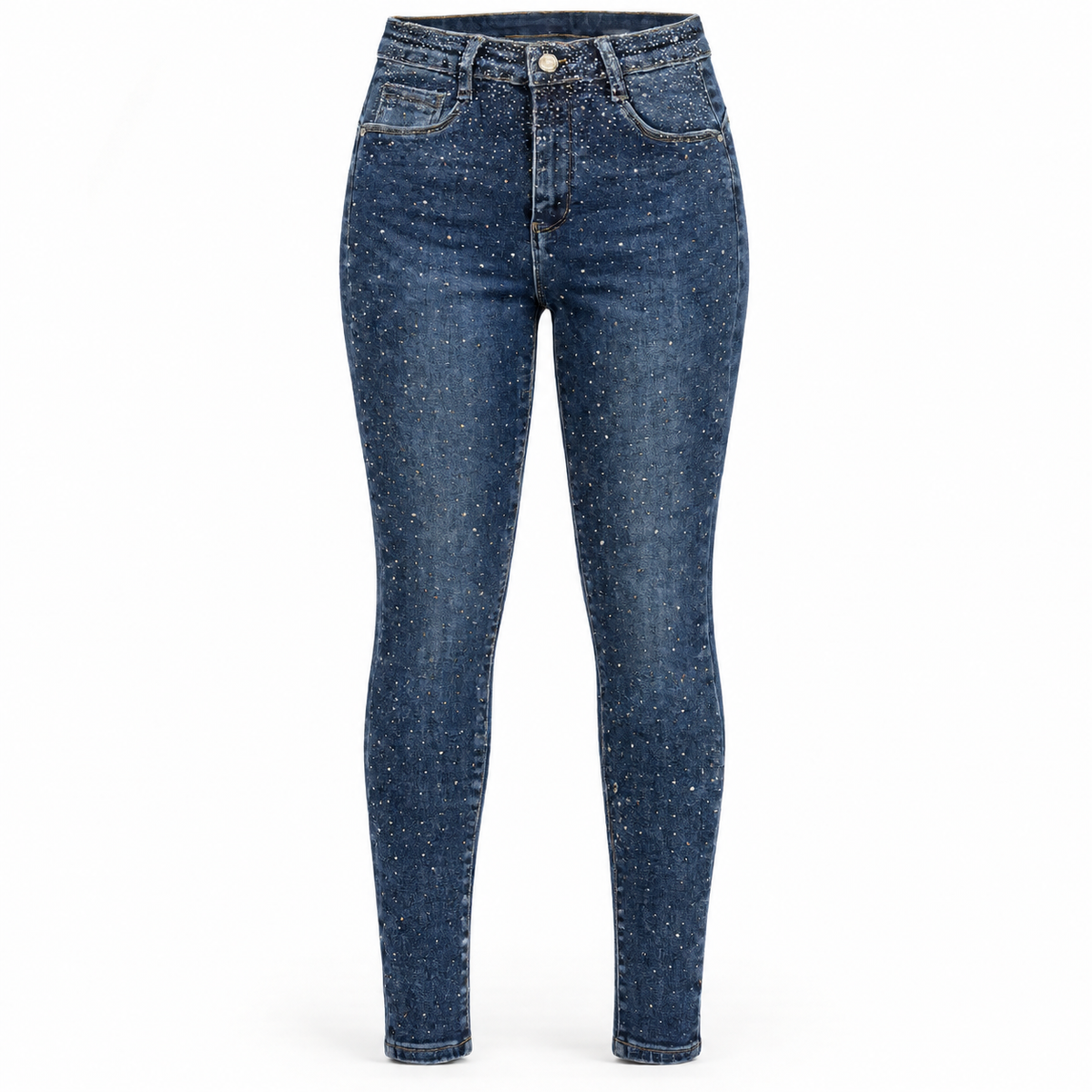 Skinny Jeans mit Strass-Details – Dunkelblau