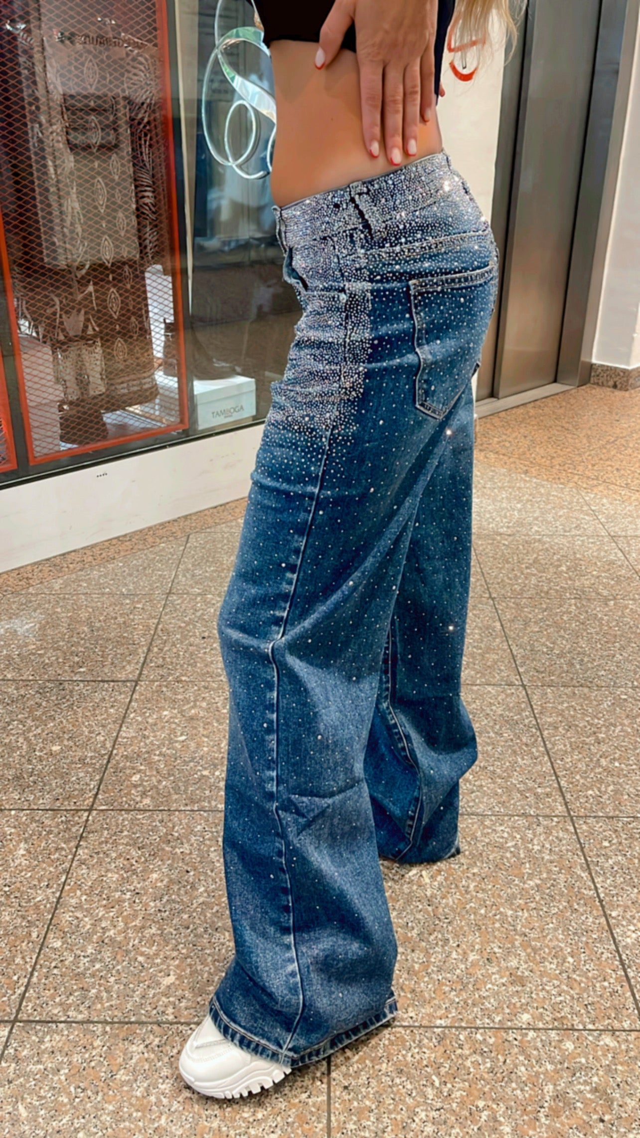 Baggy Style Danity Glitzer Jeans – Wide Leg – Strass Glitter – Sparkly Jeans
