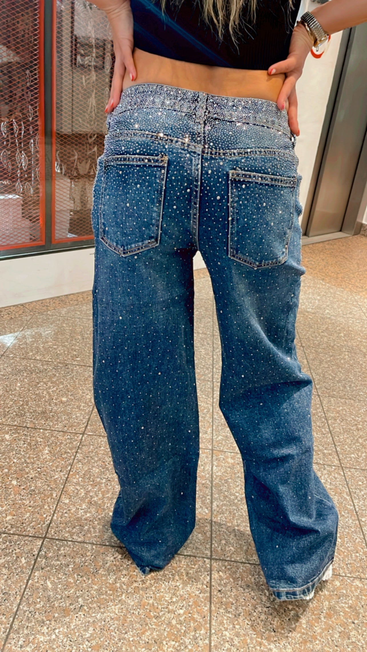 Baggy Style Danity Glitzer Jeans – Wide Leg – Strass Glitter – Sparkly Jeans