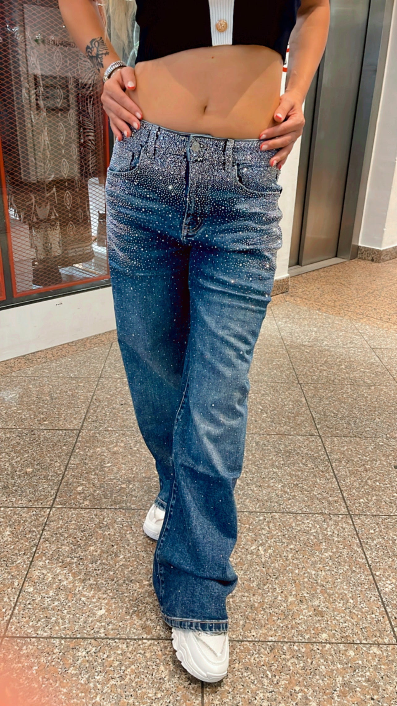 Baggy Style Danity Glitzer Jeans – Wide Leg – Strass Glitter – Sparkly Jeans