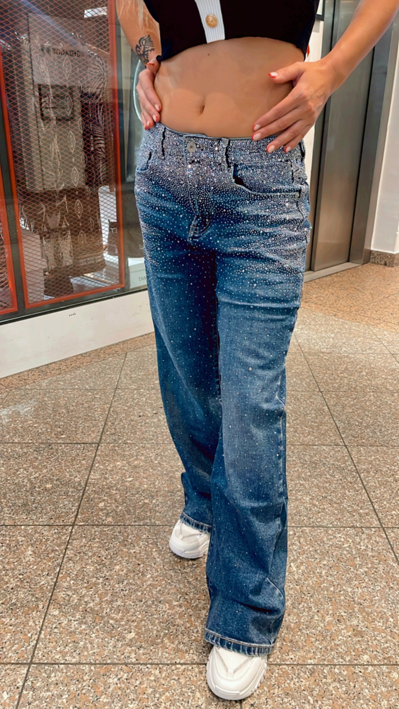 Baggy Style Danity Glitzer Jeans – Wide Leg – Strass Glitter – Sparkly Jeans