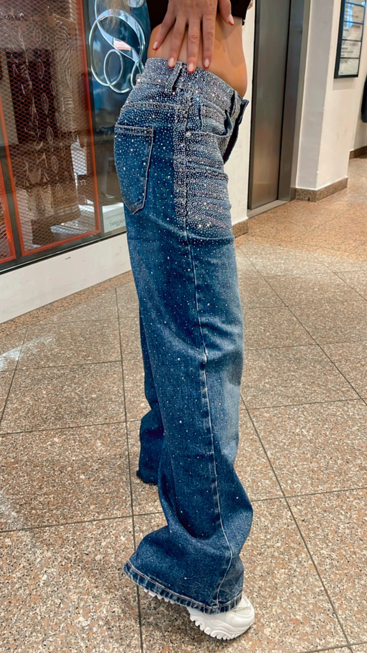 Baggy Style Danity Glitzer Jeans – Wide Leg – Strass Glitter – Sparkly Jeans