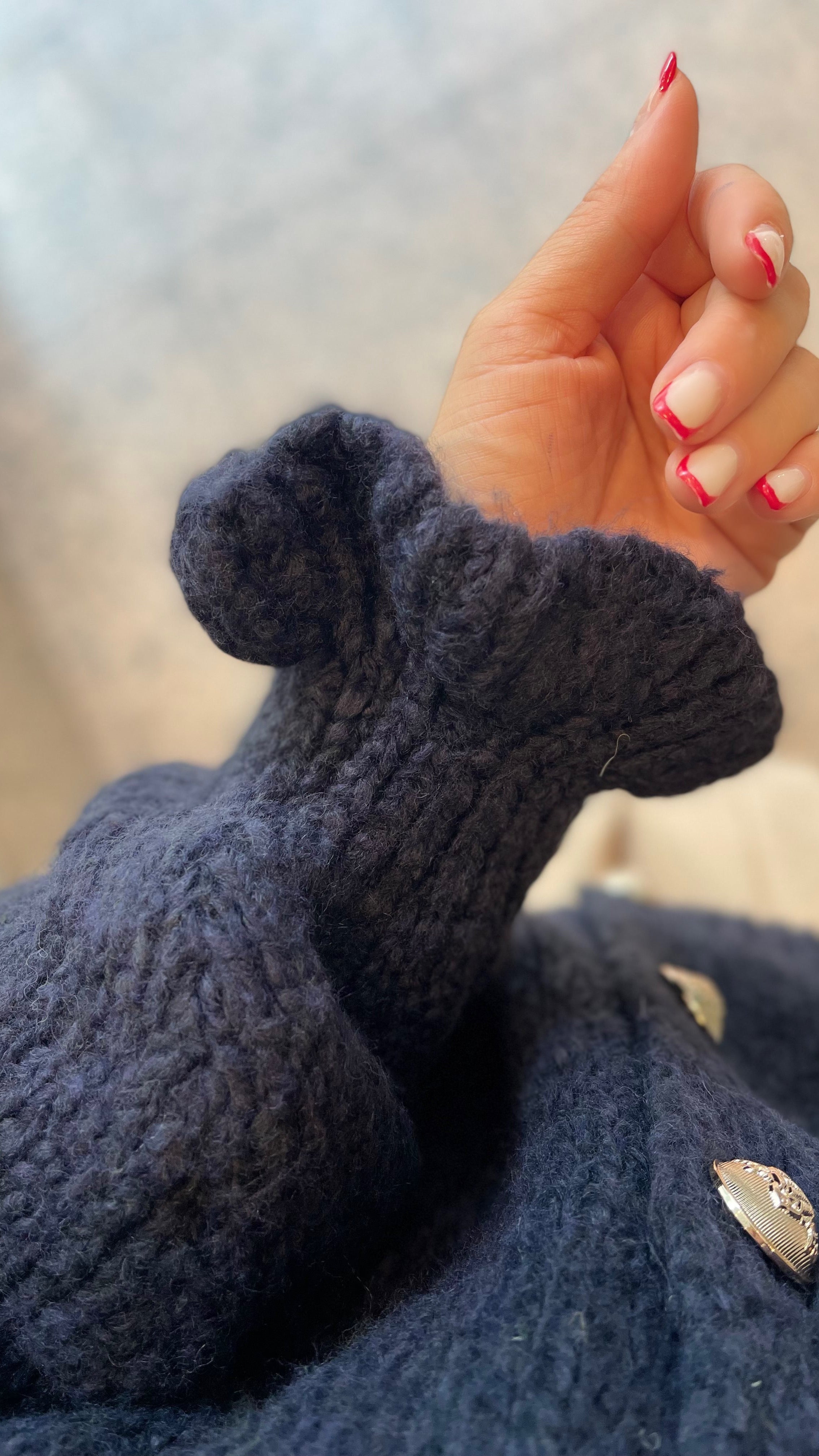 OVERSIZE-CARDIGAN MIT RÜSCHEN & DESIGN-KNÖPFEN NAVY