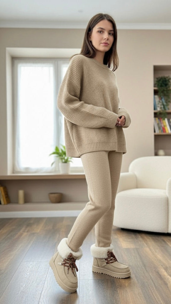 GEFÜTTERTE PLATEAU BOOTS IN BEIGE