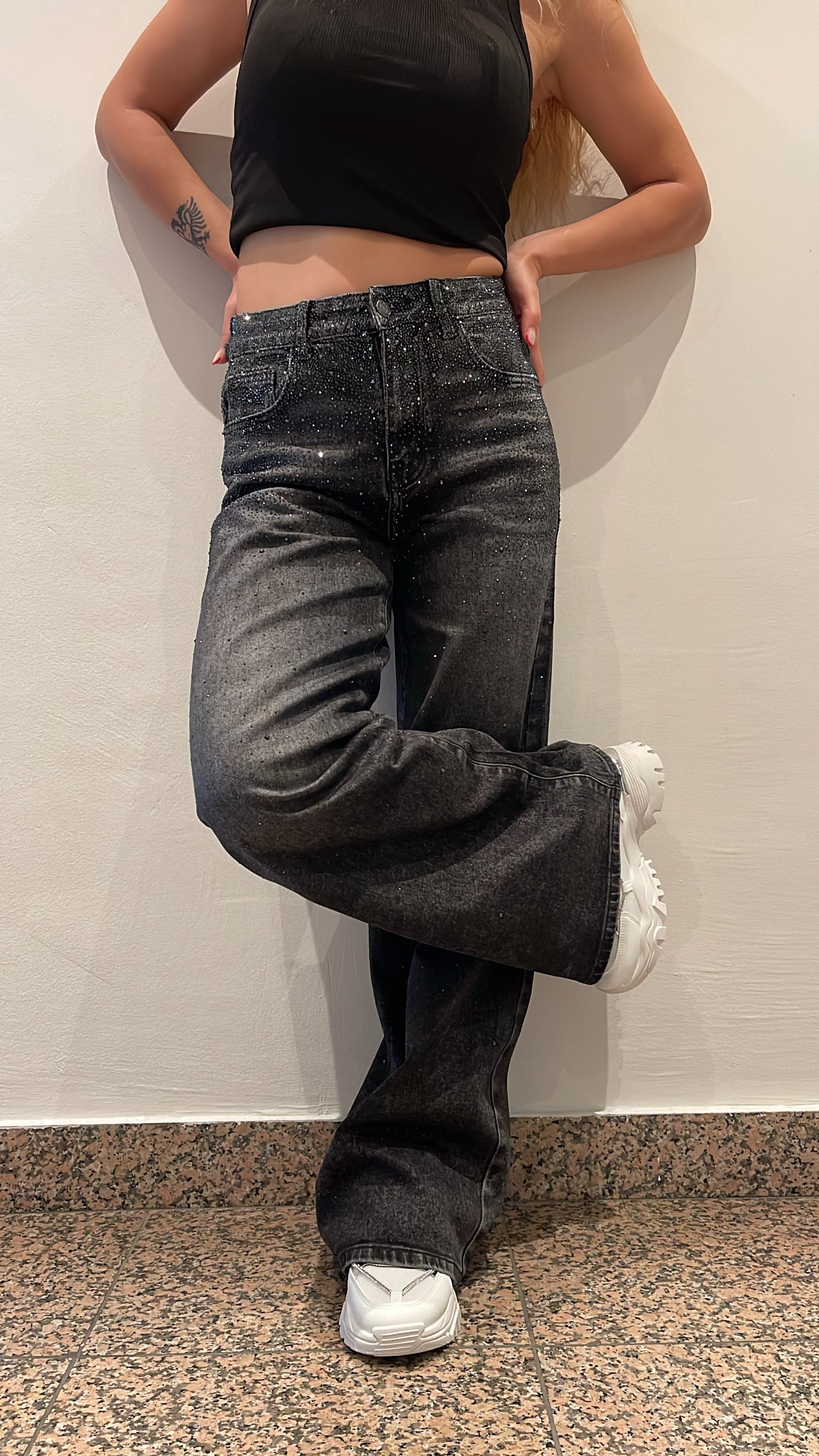 Baggy Style Danity Glitzer Jeans – Wide Leg – Strass Glitter – Sparkly Jeans