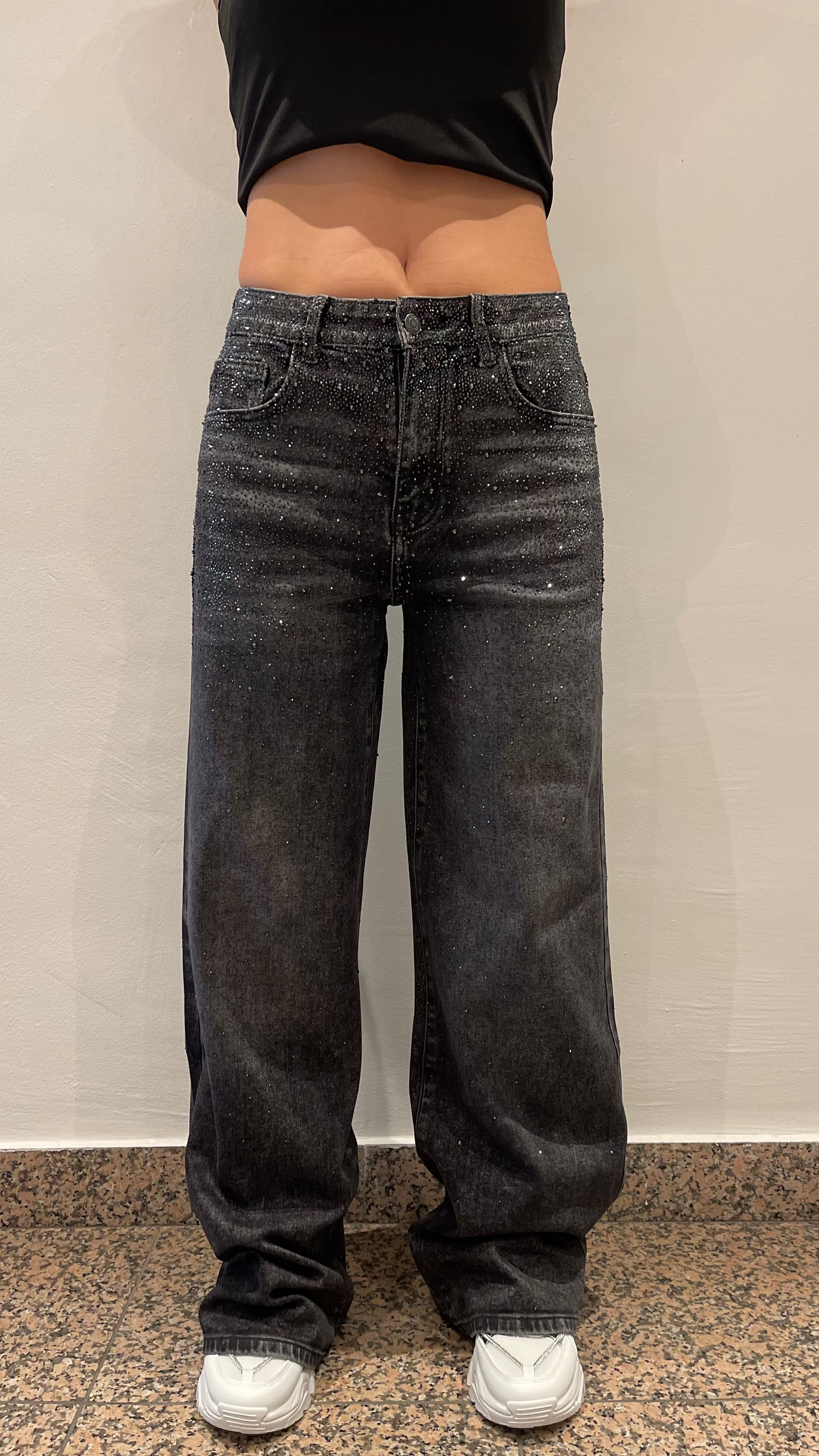 Baggy Style Danity Glitzer Jeans – Wide Leg – Strass Glitter – Sparkly Jeans