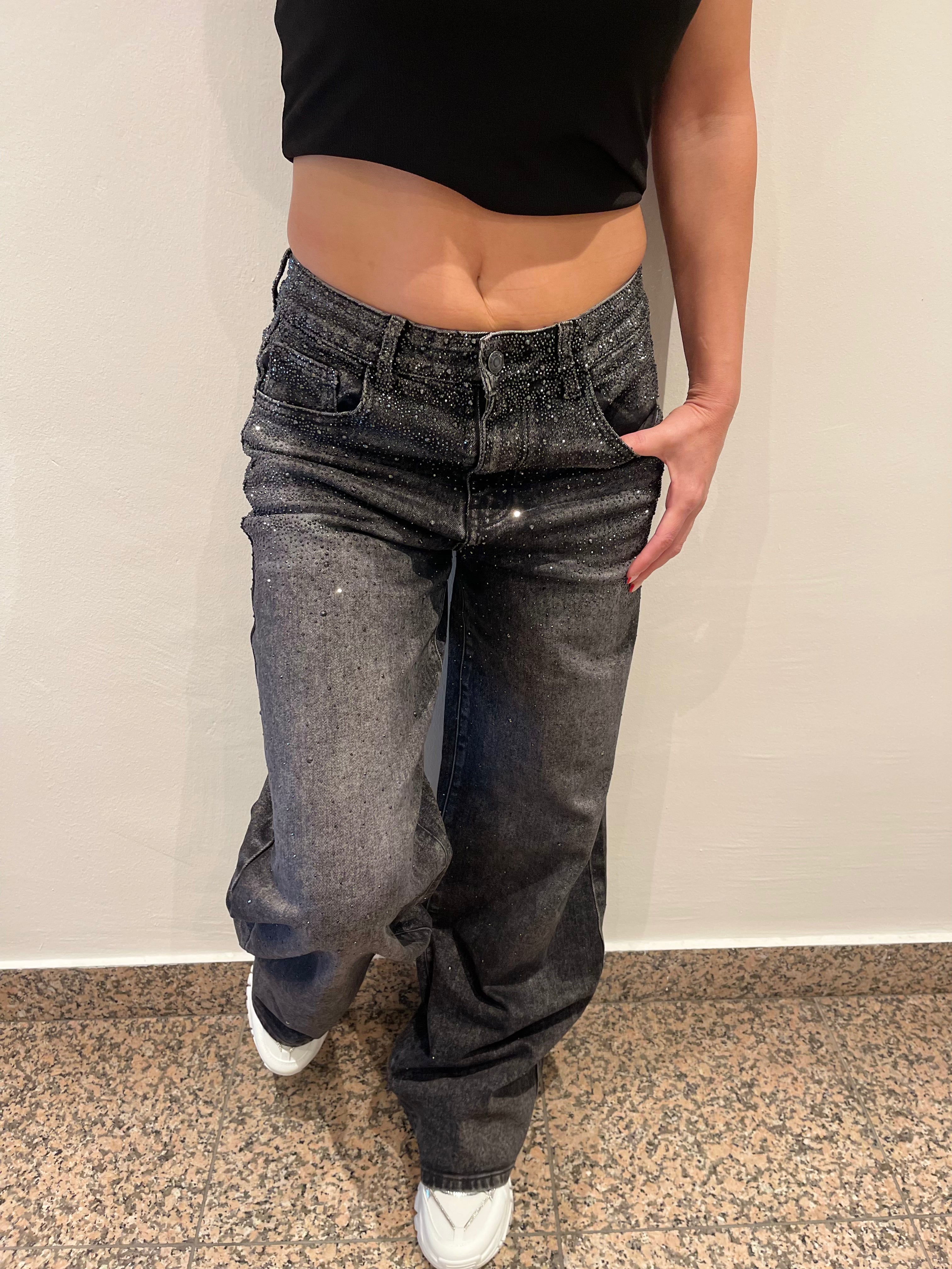 Baggy Style Danity Glitzer Jeans – Wide Leg – Strass Glitter – Sparkly Jeans