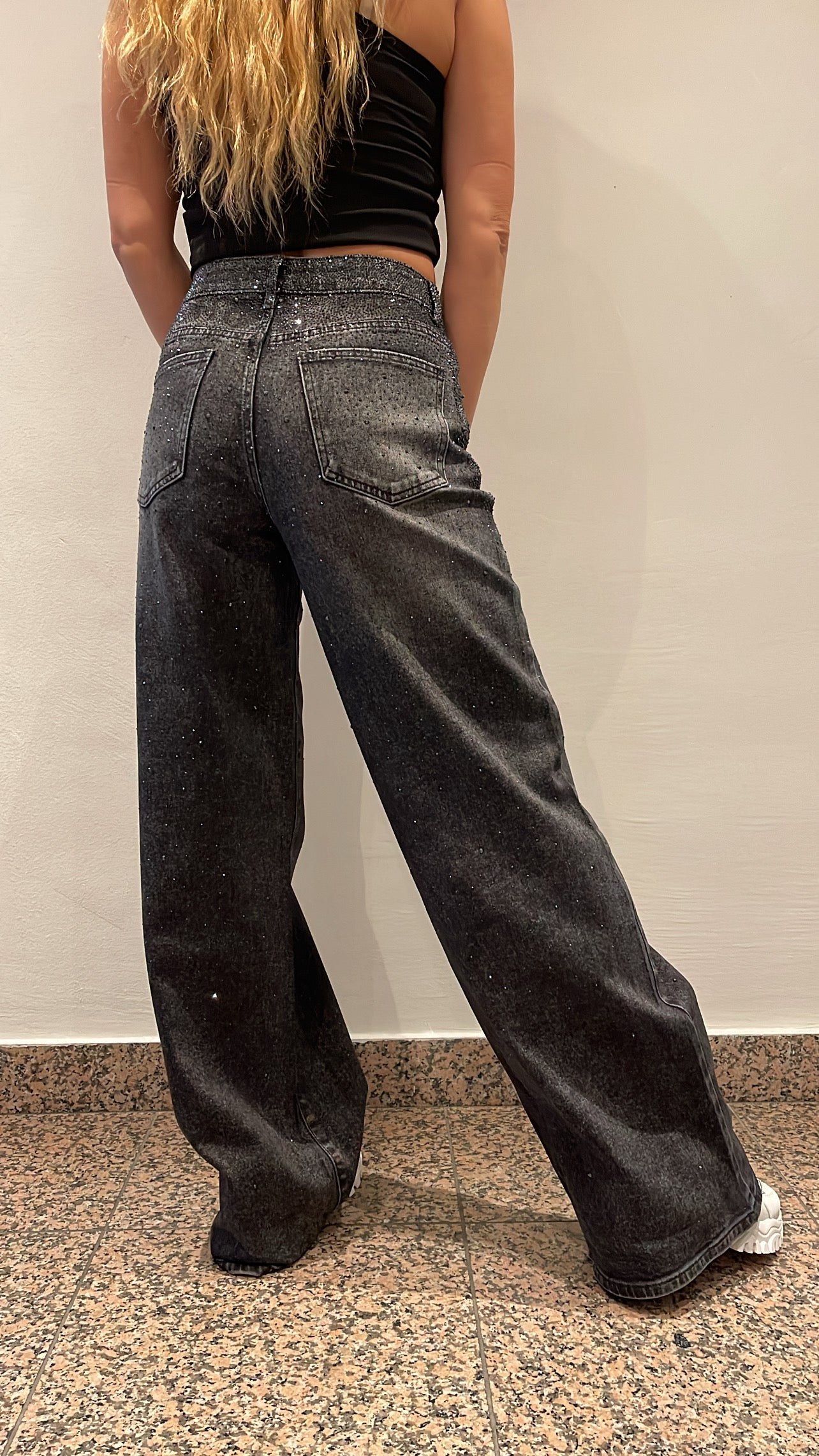 Baggy Style Danity Glitzer Jeans – Wide Leg – Strass Glitter – Sparkly Jeans