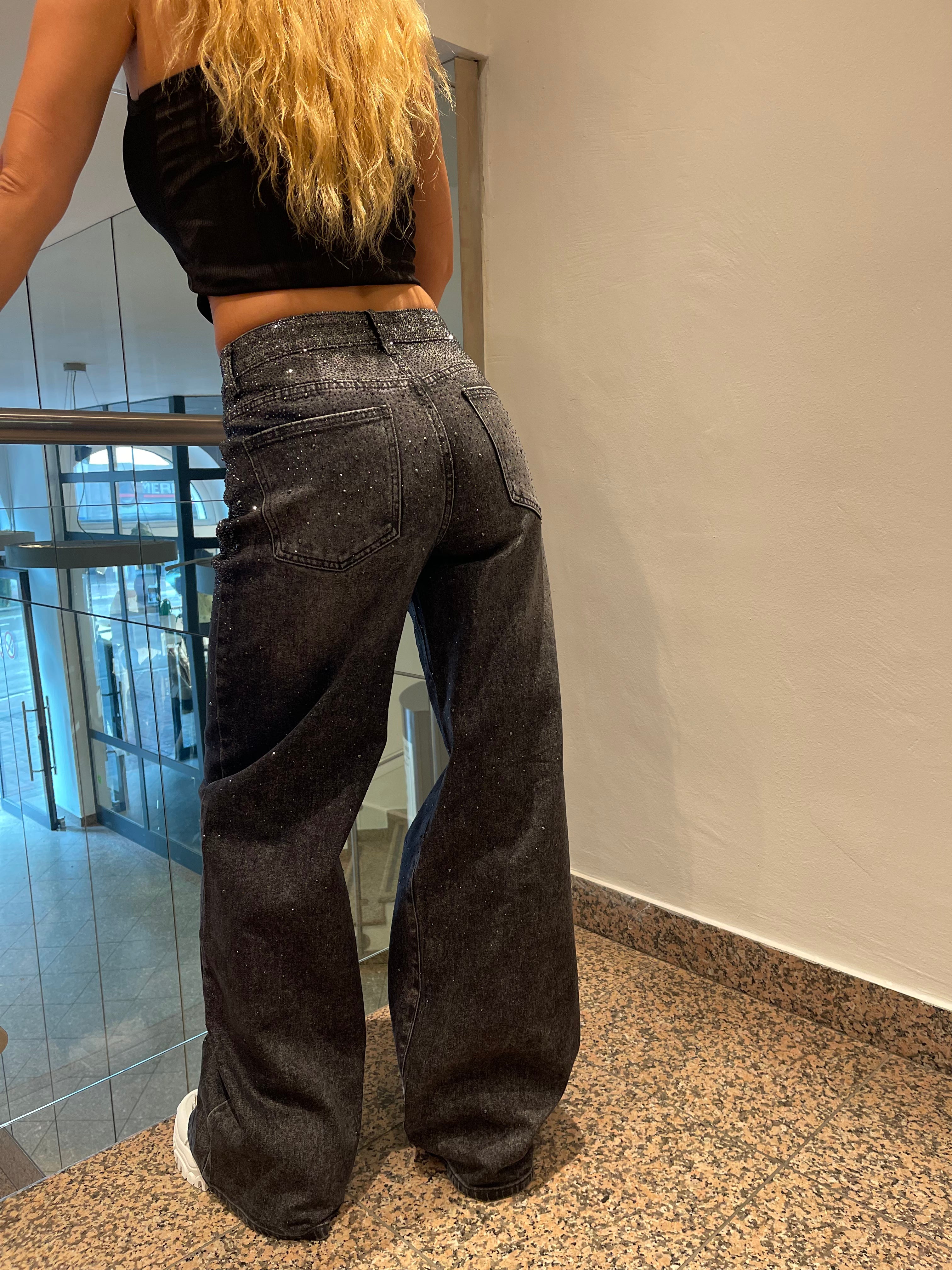 Baggy Style Danity Glitzer Jeans – Wide Leg – Strass Glitter – Sparkly Jeans