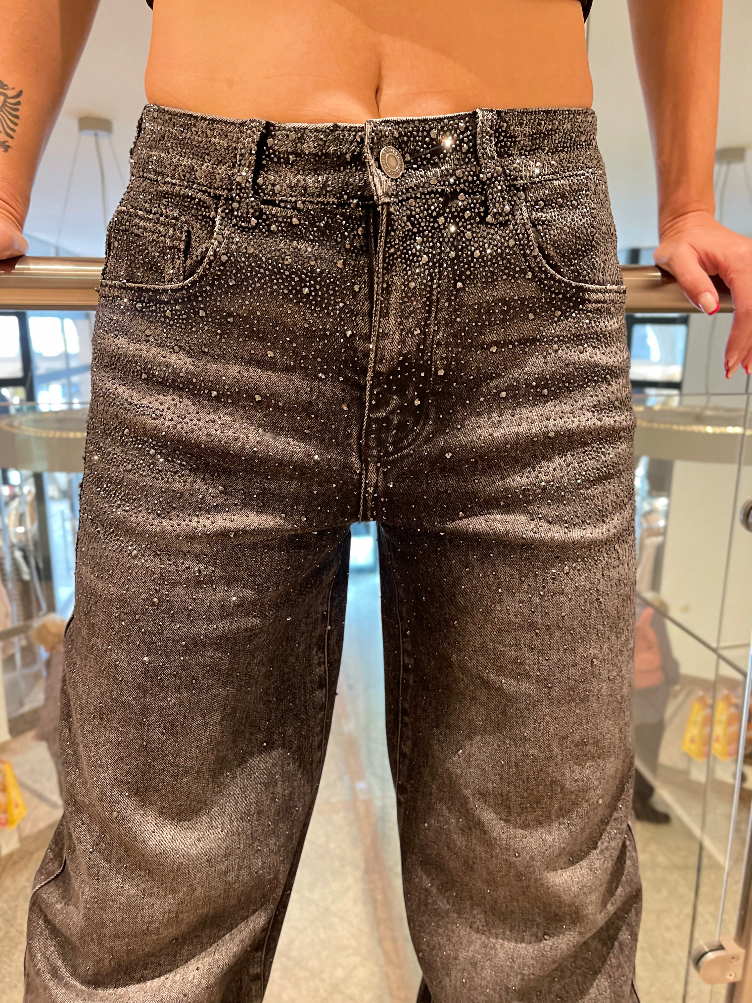Baggy Style Danity Glitzer Jeans – Wide Leg – Strass Glitter – Sparkly Jeans