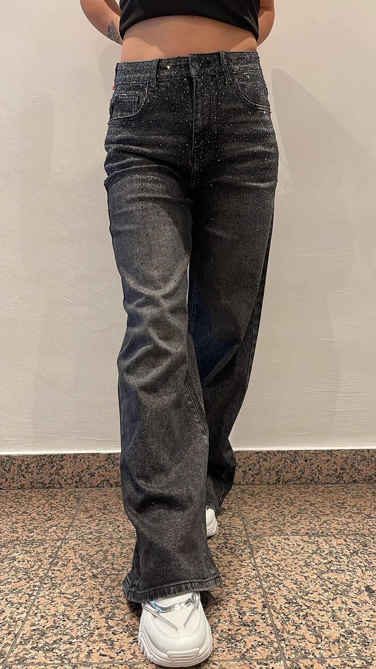 Baggy Style Danity Glitzer Jeans – Wide Leg – Strass Glitter – Sparkly Jeans