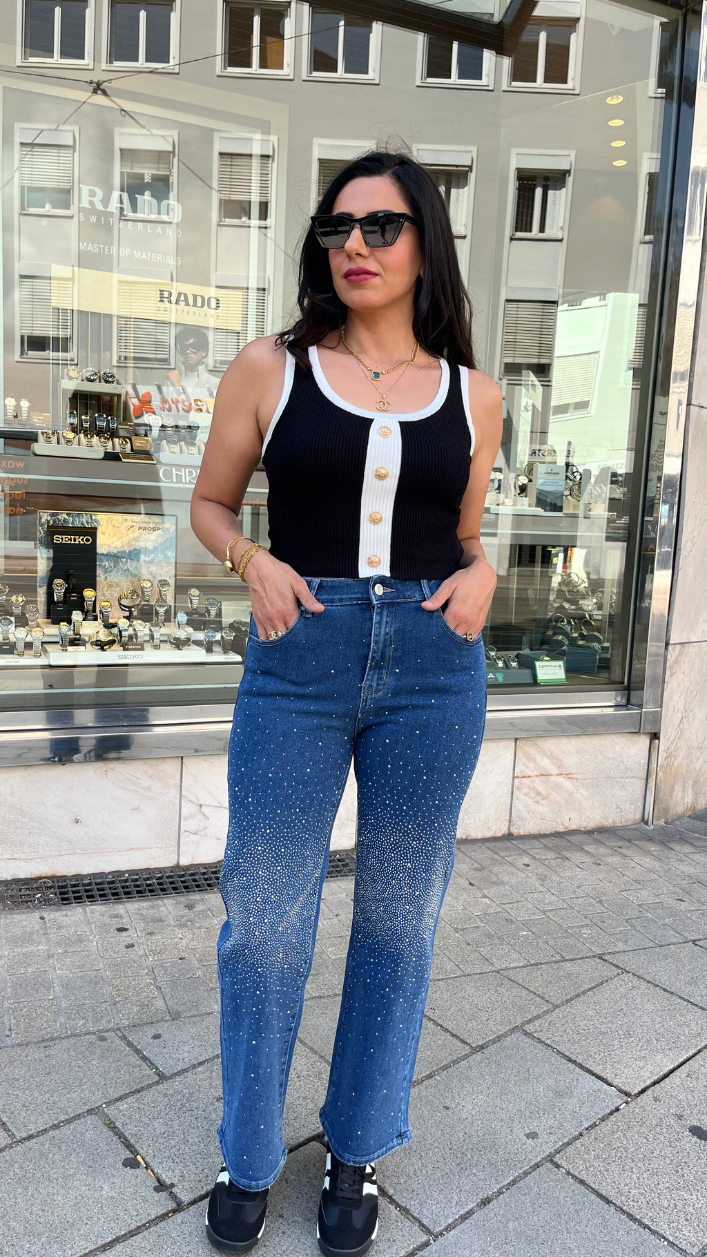 SPARKLY STRAIGHT- LEG JEANS