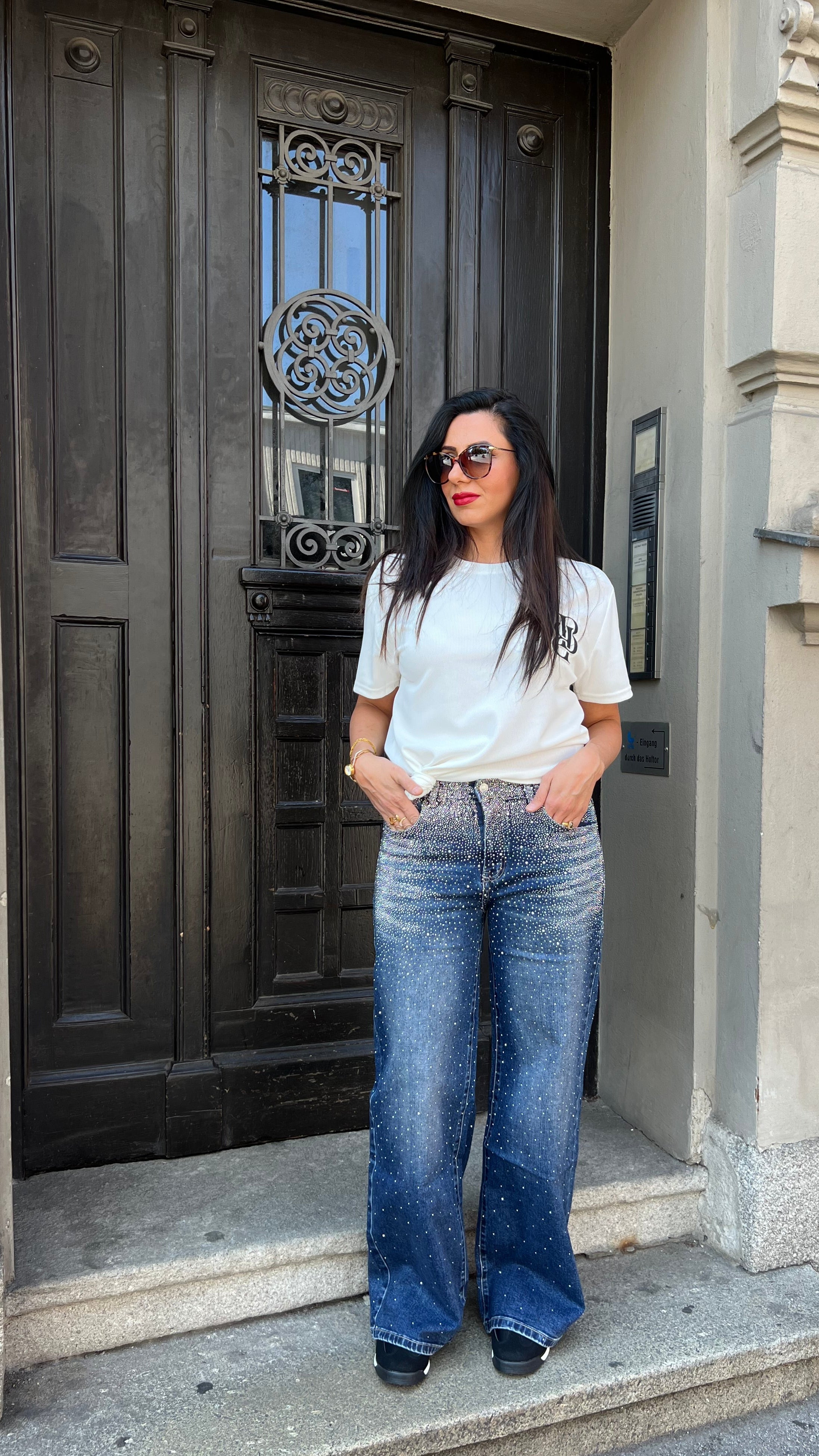Baggy Style Danity Glitter Jeans – Wide Leg – Rhinestone Glitter – Sparkly Jeans Pre-order – Delivery from August 18, 2025