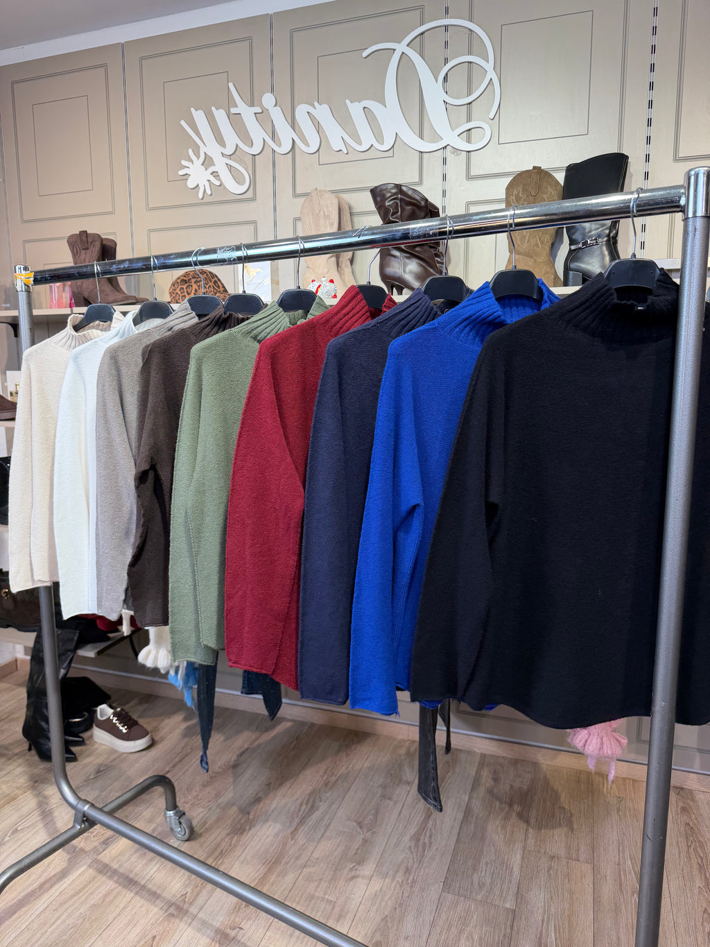 DANITY Damen Strickpullover mit Stehkragen – Made in Italy