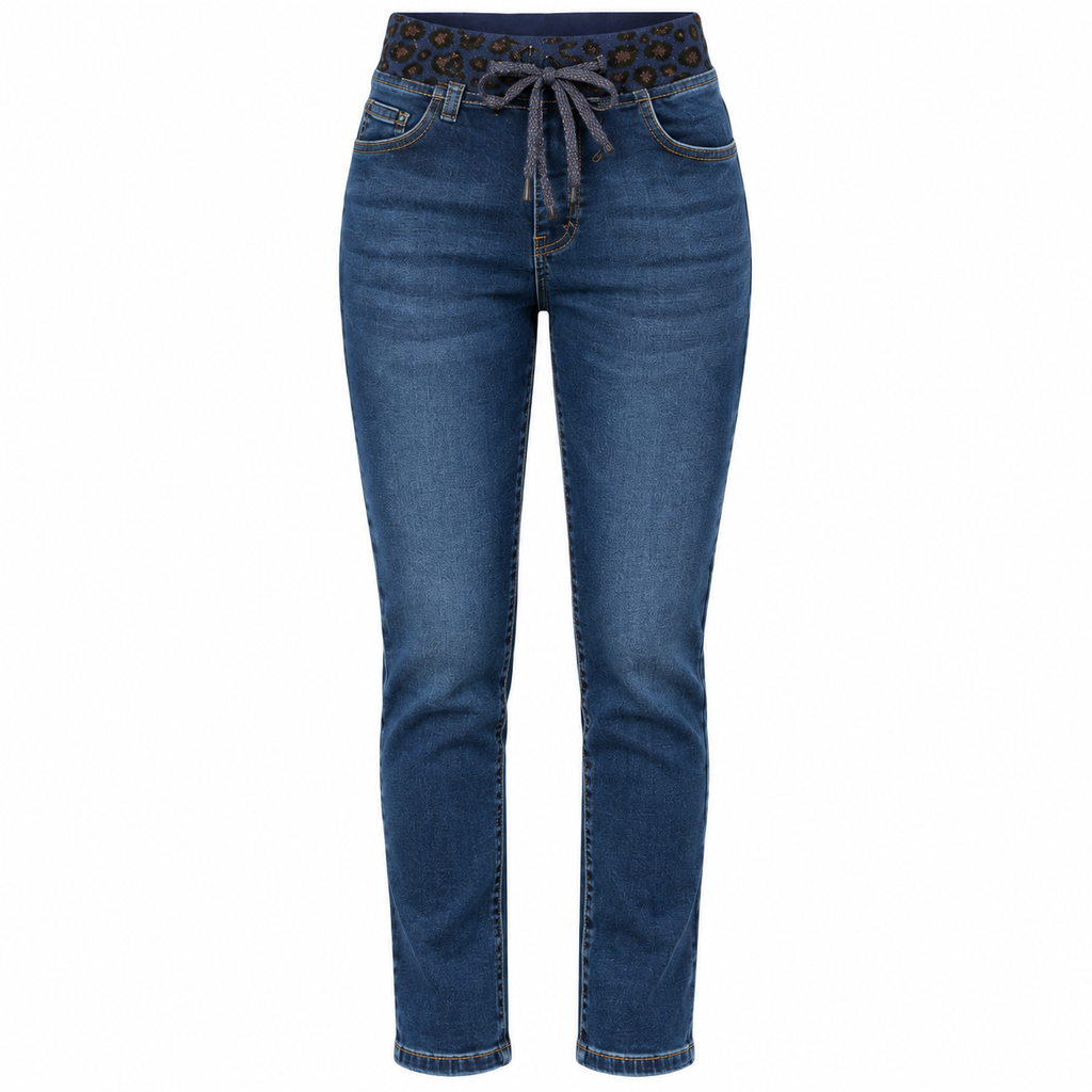 Jogg-Denim Jeans mit Leo-Bund – Dunkelblau