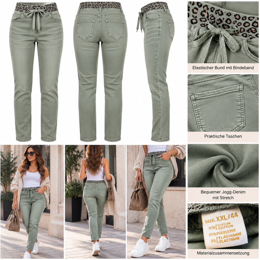 Leona Jogg-Denim Jeans – Hellolivgrün