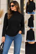 DANITY Damen Strickpullover mit Stehkragen – Made in Italy