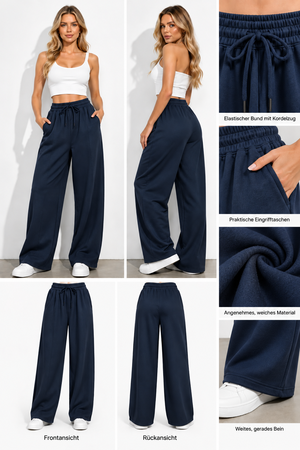Wide-Leg Hose YAC5103 Navy