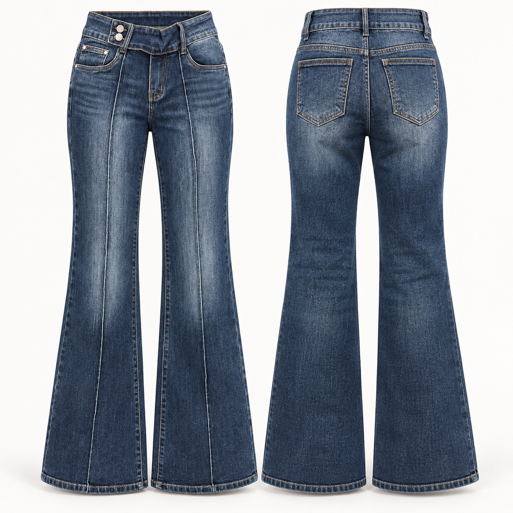 DANITY Flare Jeans – Low Waist Wide Leg – Premium Denim