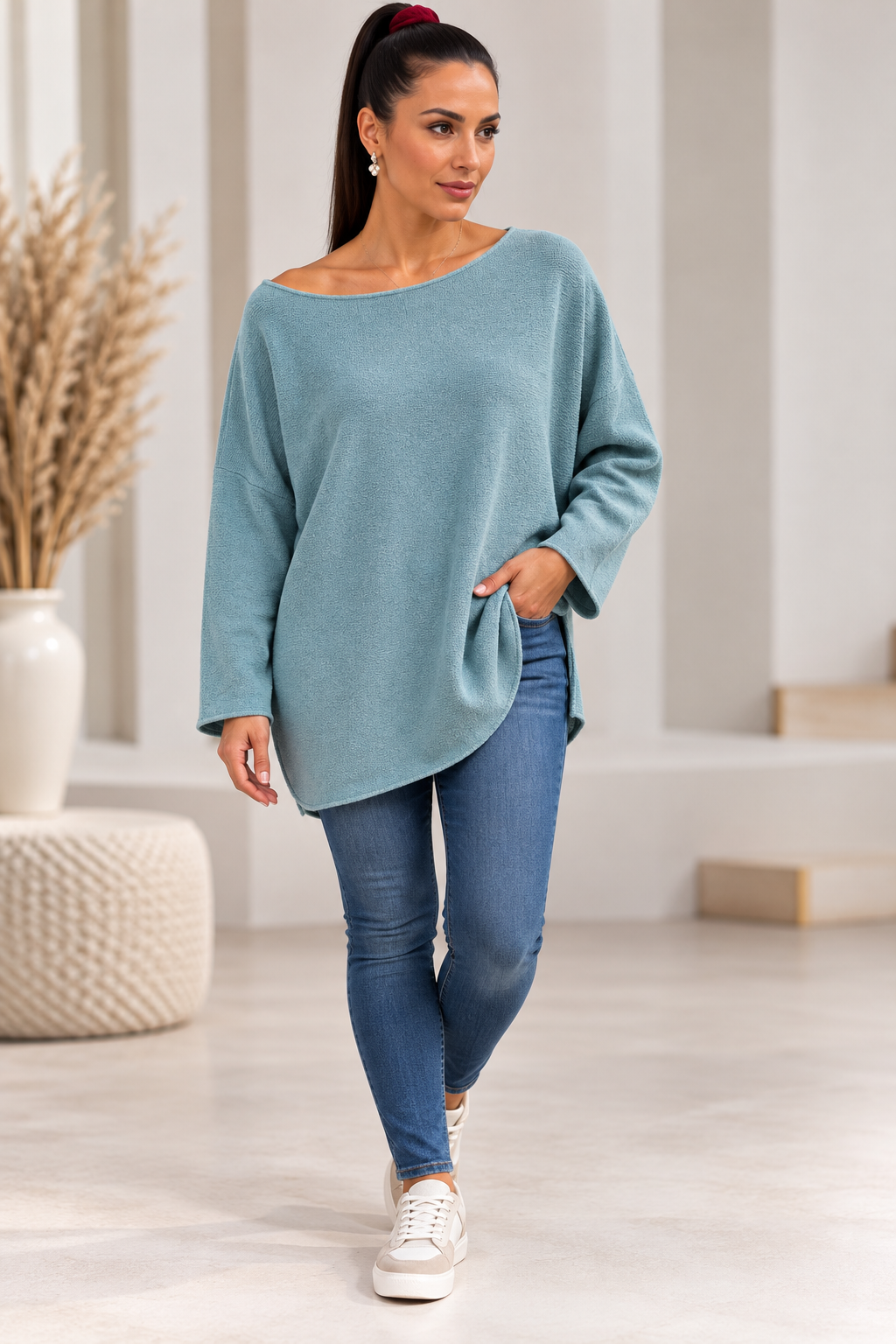 Feinstrickpullover Leona Hellblau