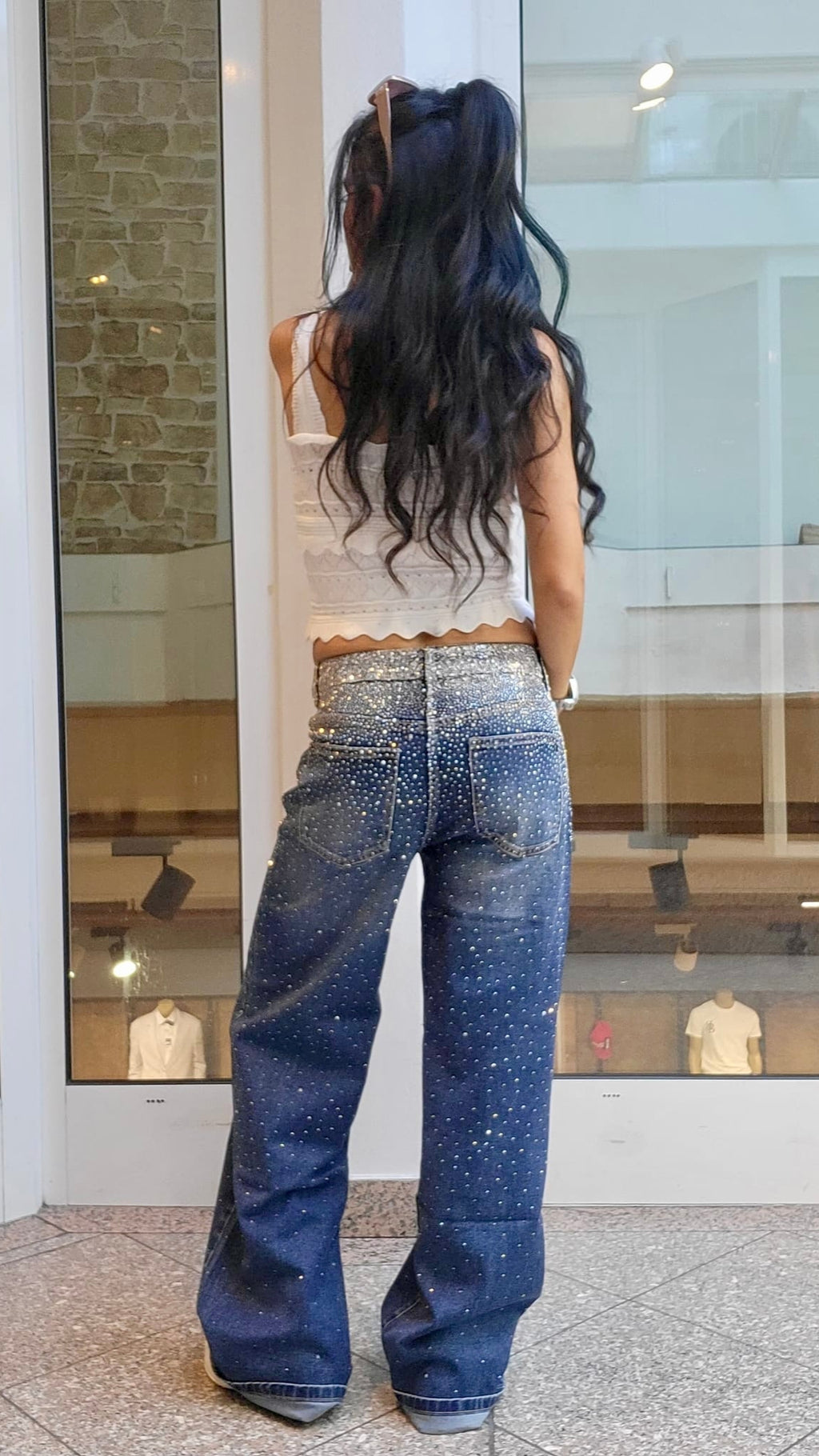 Baggy Style Danity Glitter Jeans – Wide Leg – Rhinestone Glitter – Sparkly Jeans Pre-order – Delivery from August 18, 2025