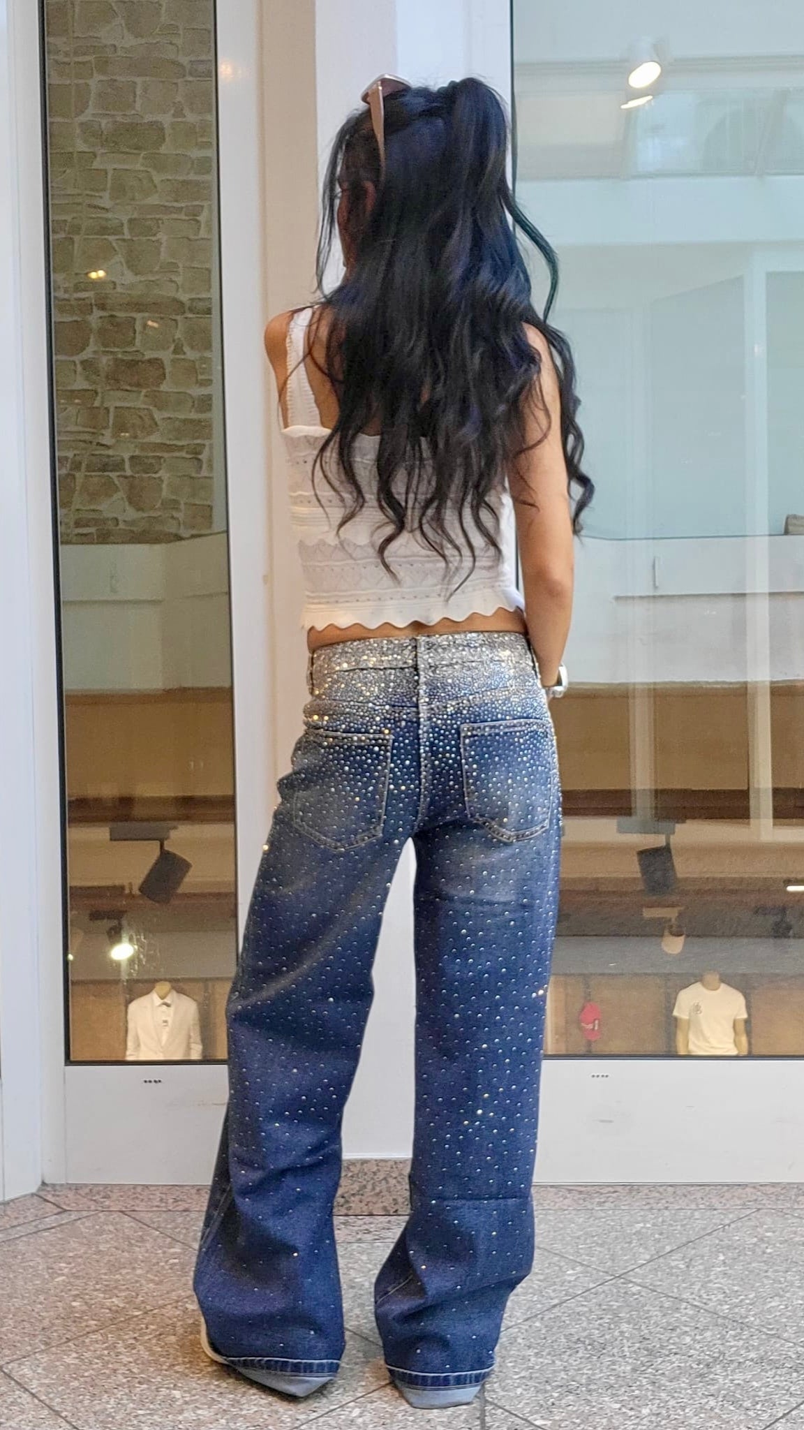 Baggy Style Danity Glitter Jeans – Wide Leg – Rhinestone Glitter – Sparkly Jeans Pre-order – Delivery from August 18, 2025