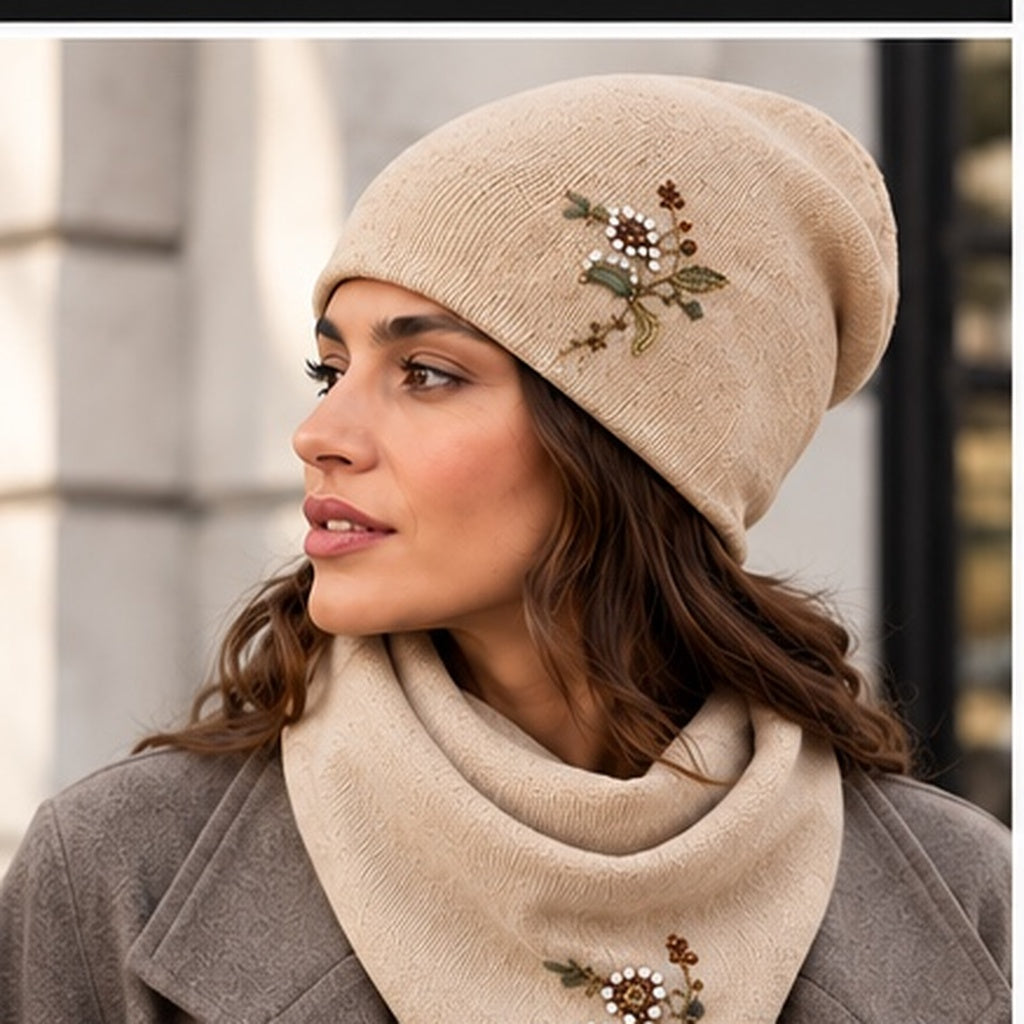 Eleganter Damen-Schal mit hochwertiger Blumenstickerei