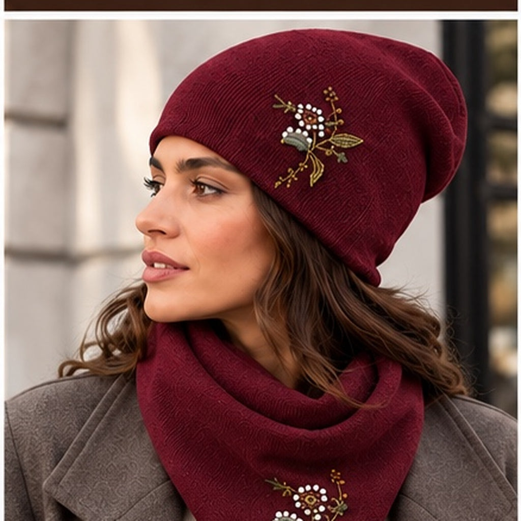 Eleganter Damen-Schal mit hochwertiger Blumenstickerei