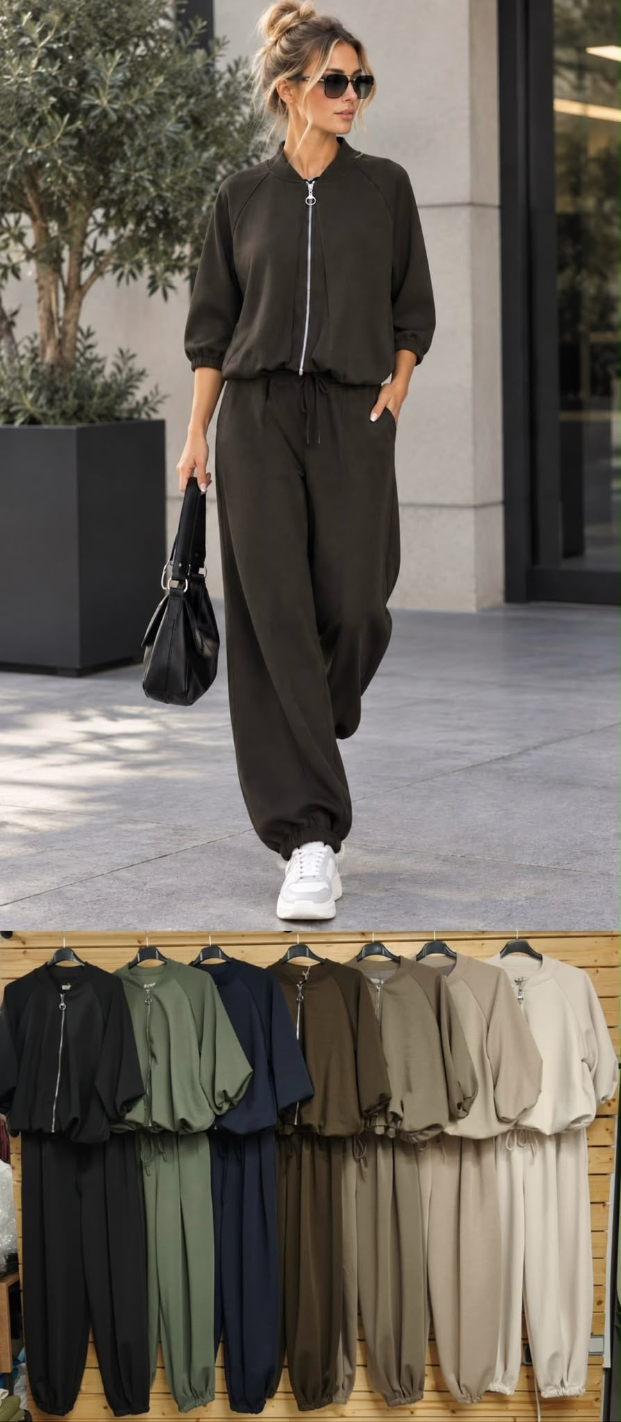 Danity Damen Blouson-Sweatjacke in Cropped-Optik mit Stehkragen und silbernem Ring-Reißverschluss in verschiedenen Farben