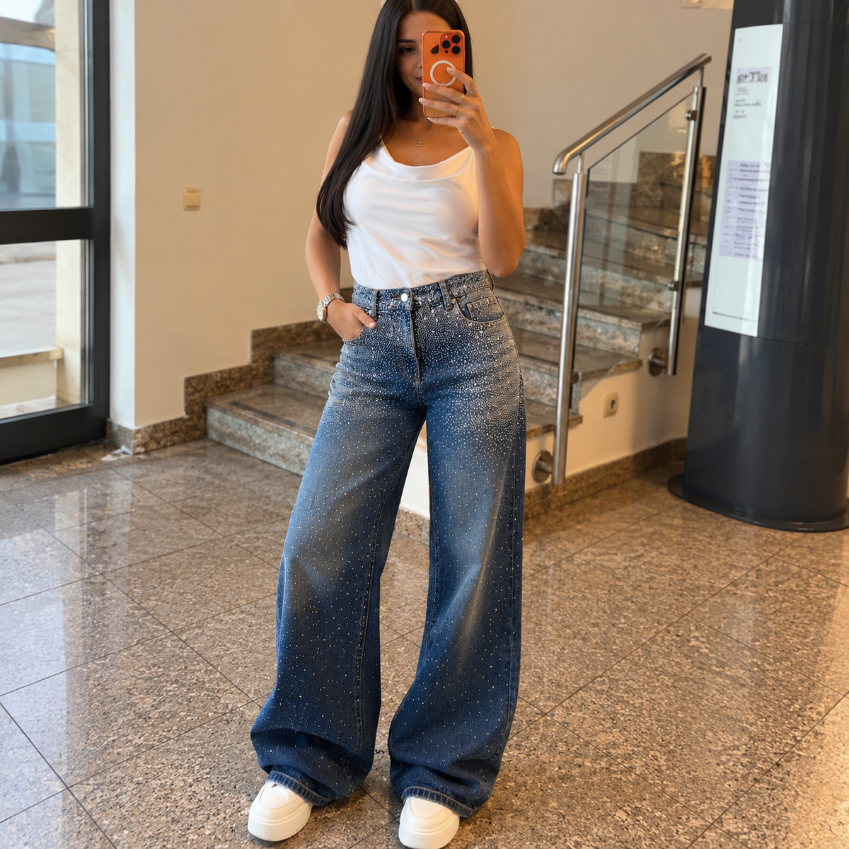 Baggy Style Danity Glitter Jeans – Wide Leg – Rhinestone Glitter – Sparkly Jeans Pre-order – Delivery from August 18, 2025