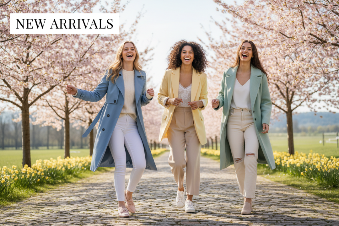 Die models sollen glücklich sein und  schöne Helle kleidung tragen 