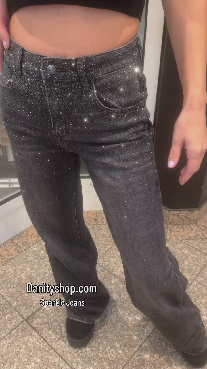 Baggy Style Danity Glitzer Jeans – Wide Leg – Strass Glitter – Sparkly Jeans